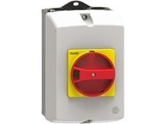 Lovato Electric IP65 pinta-asennuskotelo SM1R:lle 100mm leveä keltaisella/punaisella nupilla (SM1Z1715R)