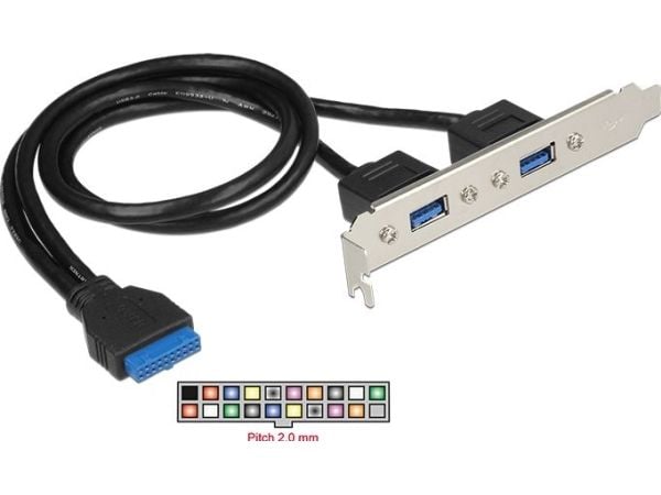 DeLOCK 84836, USB 3.2 Gen 1 (3.1 Gen 1), Musta, Sininen, Hopea, 5 Gbit/s, Muovipussi