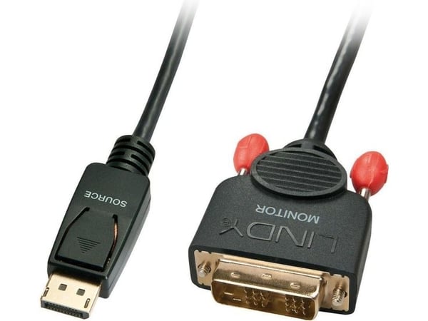 Lindy 41489, 0,5 m, DisplayPort, DVI-D, Hankjønn, Hankjønn, 1920 x 1200 piksler