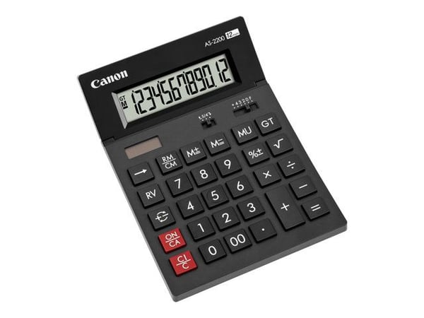 Canon AS-2200 - Skrivebordskalkulator - 12 sifre - solpanel, batteri - mørk grå