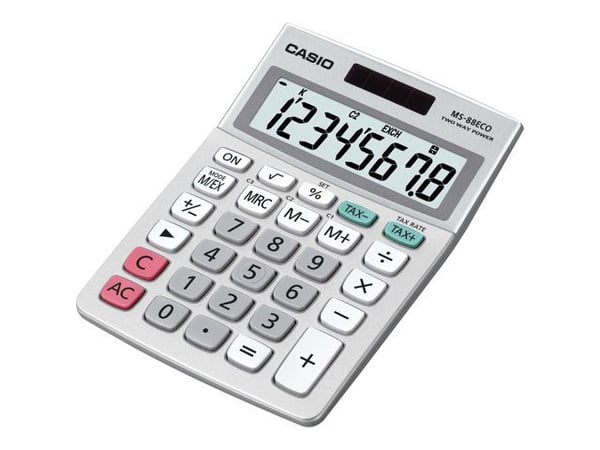 Casio MS-88ECO - Skrivebordskalkulator - 8 sifre - batteri, solpanel