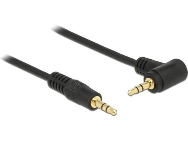 Delock - Lydkabel - mini-phone stereo 3.5 mm hann til mini-phone stereo 3.5 mm hann - 1 m - svart - vinkelkontakt