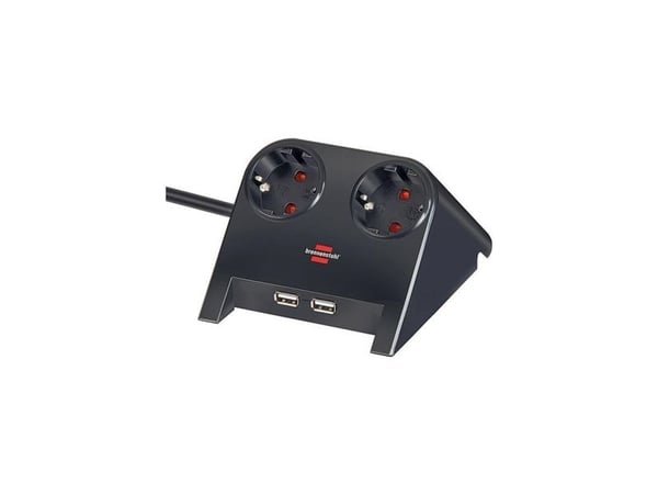 brennenstuhl Desktop-Power USB-Charger - Effektband - utgångskontakter: 2 - 1.8 m sladd - polerad svart