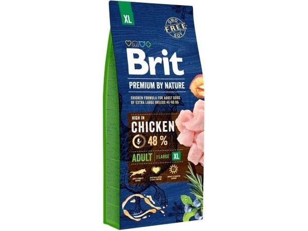 Brit Premium by Nature Adult XL 15kg, Voksen, Enorm (> 45kg), Kylling, Laks, 15 kg