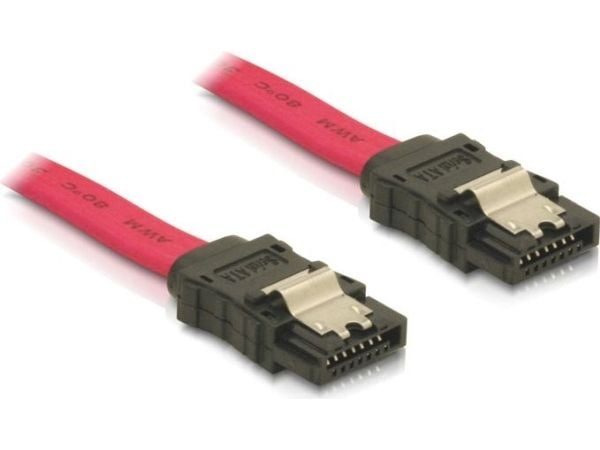Delock - SATA-kabel - Serial ATA 150/300 - SATA (hona) till SATA (hona) - 50 cm - sprintlåsning, rak kontakt - röd