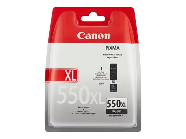 Canon PGI-550PGBK XL - 22 ml - Høy ytelse - svart - original - blekkbeholder - for PIXMA iP8750, iX6850, MG5550, MG5650, MG5655, MG6450, MG6650, MG...