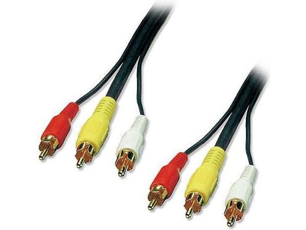 Lindy 35690, 3 x RCA, Hankjønn, 3 x RCA, Hankjønn, 1 m, Svart, Rød, Hvit, Gult
