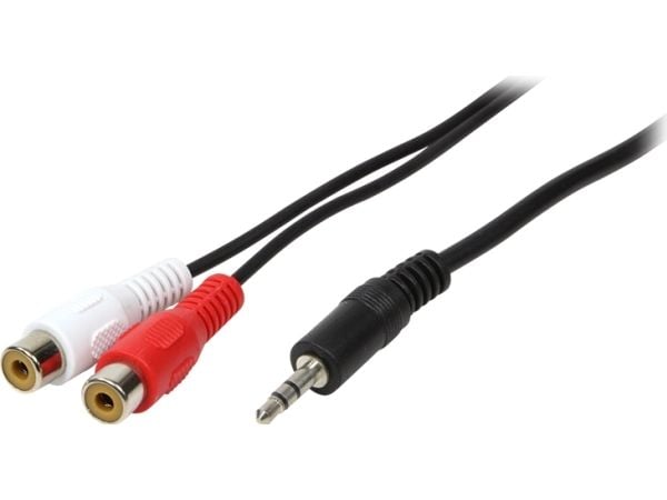 LogiLink 1x3.5mm - 2xRCA, 0.2m, 3.5mm, Hankjønn, 2 x RCA, Hunkjønn, 0,2 m, Sort