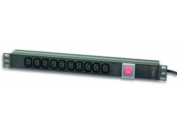 Techly Pro TECHLYPRO 023783 Rack 19 1U virtapiuha UPS:lle 250V/10A 10x C13 pistorasiat C14 pistoke