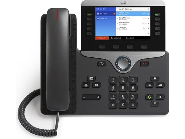 Cisco 8841, IP Phone, Puuhiili, Johdollinen puhelin, Pöytä/Seinä, Digitaalinen, 12,7 cm (5")
