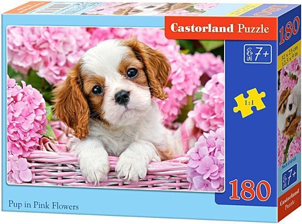 Castorland Pup in Pink Flowers 180 pcs, 180 stykker, Fauna, 7 år