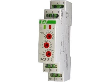 F&F tidsrelä 2P 8A 0,1 sek-576 h 12V AC/DC flerfunktion (PCS-519 12V)