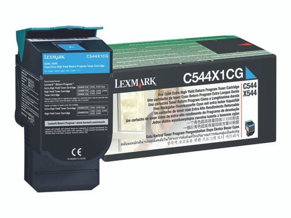 Lexmark C544X1CG, 30000 sivua, Syaani, 1 kpl
