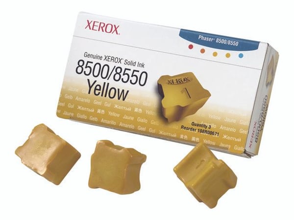 Xerox Aito -värivaha 8500/8550 keltainen (3 palaa), 3 kpl, Keltainen, 3000 sivua, Keltainen, 8550_ADT 8550_ADX, Yhdysvallat