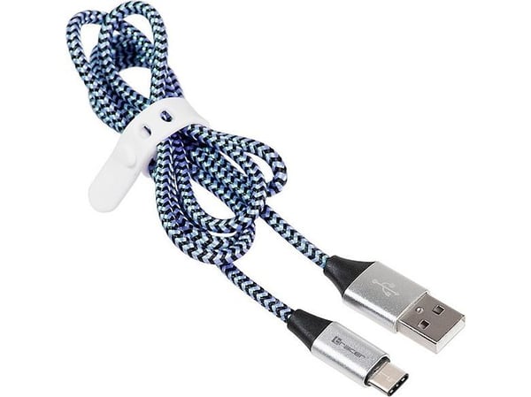 Tracer - USB-kabel - USB (hann) til USB-C (hann) - USB 2.0 - 2.1 A - 1 m - svart, blå