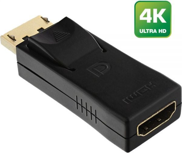 InLine 17198J, DisplayPort male, HDMI, Hankjønn, Hunkjønn, Svart, 12 g