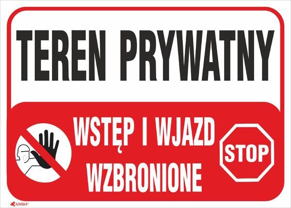 ANRO skilt privat område Inngang forbudt 350 x 250 mm (B25/L/P)