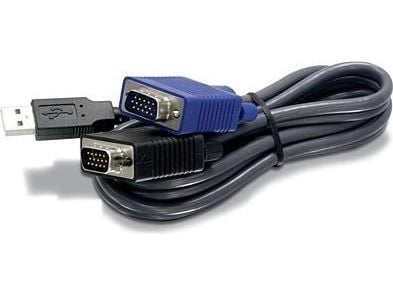TRENDnet TK CU10 - Tastatur / video / musekabel (KVM) - USB, HD-15 (VGA) (hann) til HD-15 (VGA) (hann) - 3.1 m - svart