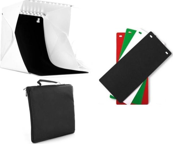 Skyggeløst fototelt 2x LED / studio til foto / bord 40 cm + 4x TLo