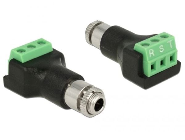DeLOCK 65878, 3 pin, 3.5 mm, Musta, Vihreä, Ruostumaton teräs