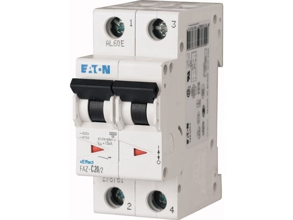Eaton dvärgbrytare överströms 2P C 13A 15kA AC FAZ C13/2 (278758)