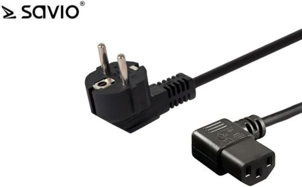 SAVIO CL-115 - Strömkabel - 2-polig (hane) vinklad till ström IEC 60320 C13 vinklad - 250 V - 10 A - 1,2 m - svart