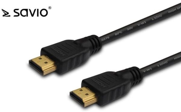 SAVIO CL-113 - HDMI-kabel med Ethernet - HDMI hann til HDMI hann - 5 m - skjermet - svart - 4K-støtte