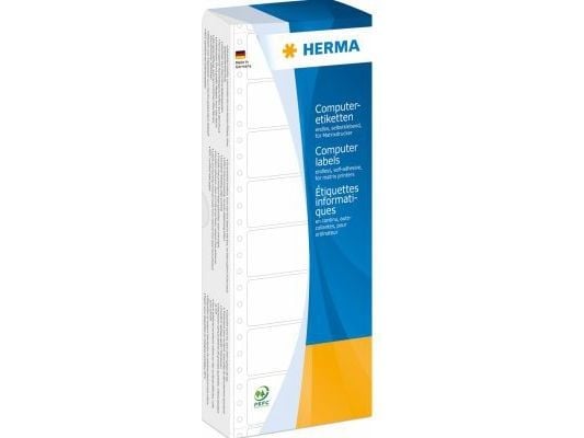 HERMA Computer labels - Papir - matt - permanent selv-adhesiv - perforert - gul - 88.9 x 35.7 mm 2000 etikett(er) sammenhengde siksakfoldede etiketter