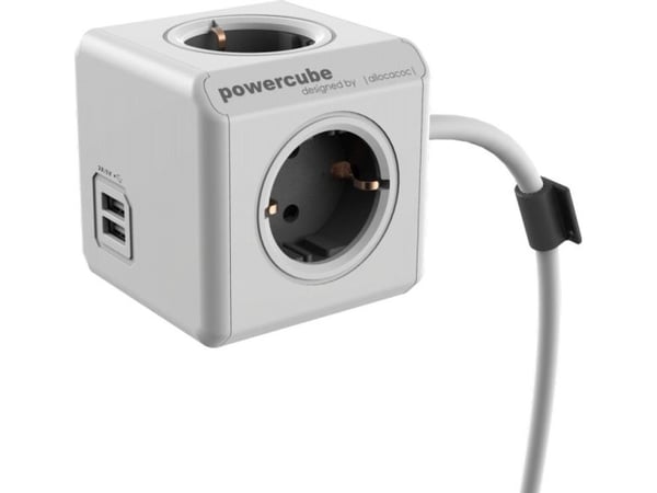 Allocacoc PowerCube extended usb - Virranjakoyksikkö - AC 220-240 V - lähtöliittimet: 4 (CEE 7/4) - 1,5 m - Saksa - hiilenharmaa - hiiliharmaa