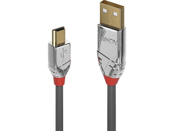 Lindy 36634, 5 m, USB A, Mini-USB B, USB 2.0, 0,48 Gbit/s, Harmaa