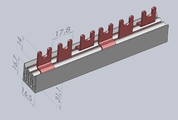 Eti-Polam koblingsskinne IZ12/1F/12 1P 80A 12mm2 gaffel 002921018