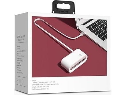 USAMS Adapter HUB 4xUSB 2.0 hvit / hvit SJ238FX01 (US-SJ238)