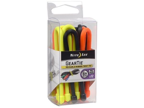 Nite Ize köysijärjestäjä Gear Tie Original 6' kuminen sekaväri 12 kpl (GTPP6-A1-R8)