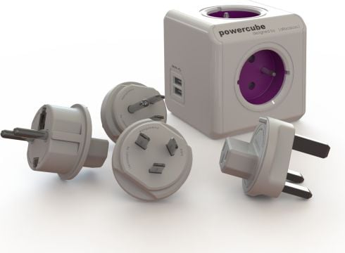 Allocacoc PowerCube ReWirable USB, 1 m, 4 AC-pistorasia(a), Tyyppi F, Purppura, Valkoinen, 6 A, Valkoinen