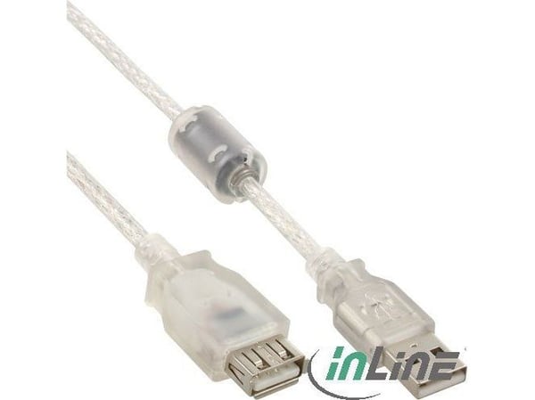 InLine 34610Q, 1 m, USB A, USB A, Hankjønn/hunkjønn, 0,48 Gbit/s, Gjennomsiktig