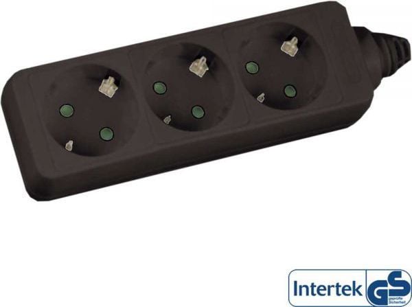 InLine 16435, 5 m, 1,5 mm², musta, Muovi, 3 AC-pistorasia(a), 674 g
