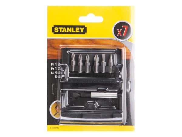 Stanley STA60480-XJ, 6 stykker, Flat, Philips, Pozidriv, PZ1/2, PH1/2, flat 4.5/6.5, Sekskantet
