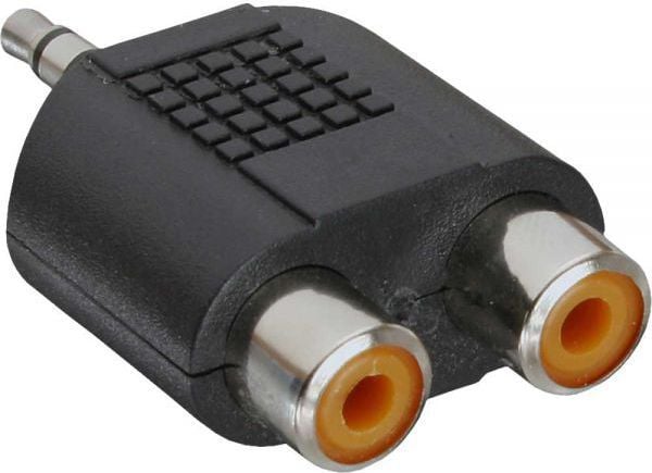 InLine 99302, 3.5mm jack male, 2x RCA F, Sort