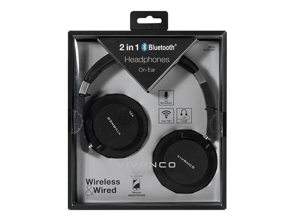 Vivanco BTHP 260 - Hodetelefoner med mikrofon - on-ear - Bluetooth - trådløs - 3,5 mm jakk - svart