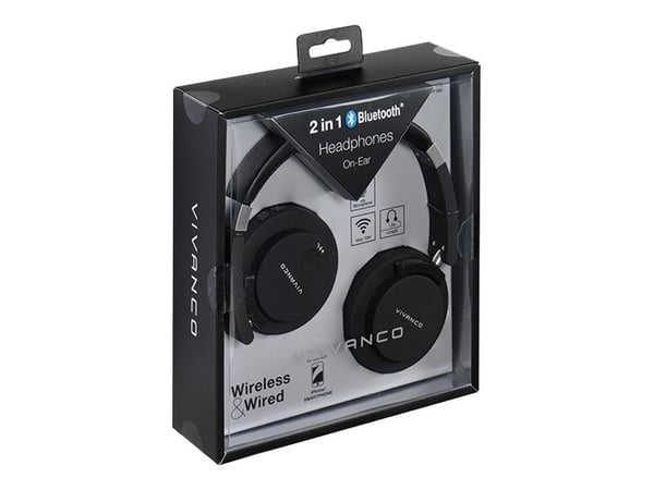 Vivanco BTHP 260 - Hodetelefoner med mikrofon - on-ear - Bluetooth - trådløs - 3,5 mm jakk - svart