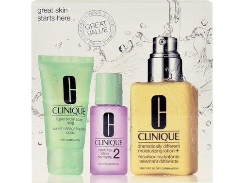 Clinique rense-set Great Skin (W) 30 ml + rensende melk 30 ml + irriterende fuktighetskrem 125 ml