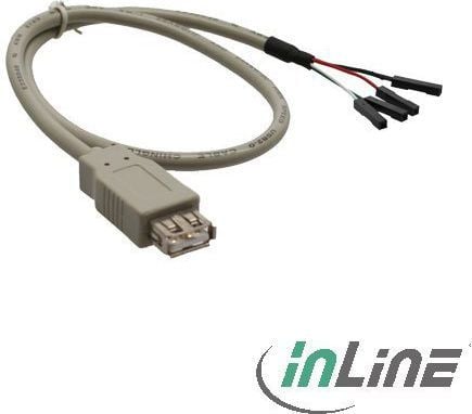 InLine 33440L, 0,4 m, USB A, USB 2.0, Hanstik/Hanstik, Beige