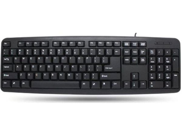 Techly IDATA 955-UBK-AM, Full størrelse (100 og), Koblet med ledninger (ikke trådløs), USB, Sort