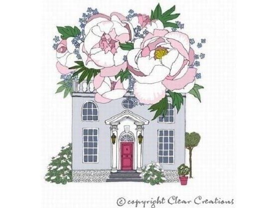 Clear Creation kort Swarovski kvadratisk hus med blomster (CL2402)