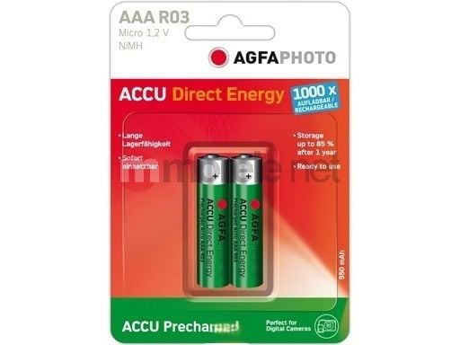 AgfaPhoto Direct Energy - Batteri 2 x AAA - NiMH - (ladbare) - 950 mAh
