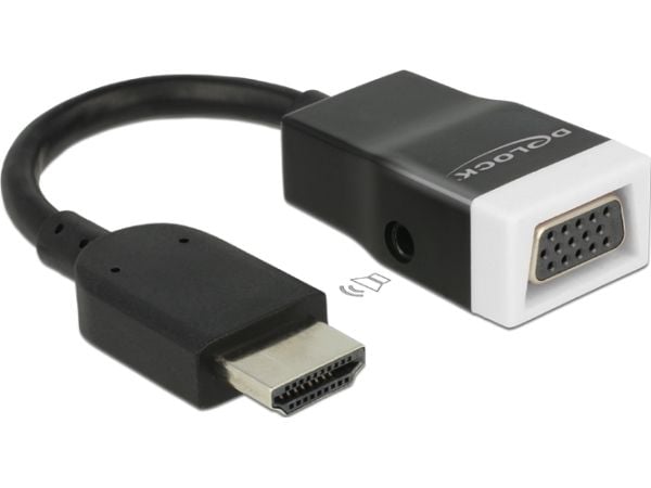 Delock Adapter HDMI-A male > VGA female with Audio - Videokonverter - HDMI - VGA - svart, hvit - løsvekt