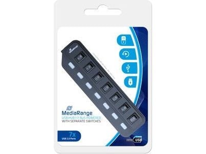 MediaRange MRCS504 - Hub - 7 x USB 2.0 - stasjonær