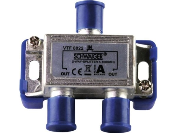 Schwaiger VTF8822 241, Kaapelin jakaja, 5 - 1000 MHz, Hopea, Alumiini, 1 kpl, 55 mm