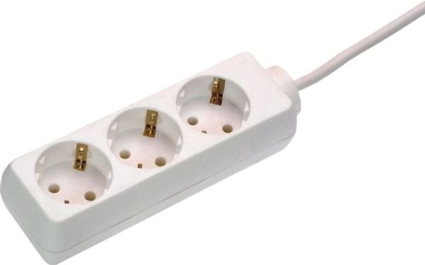 Bachmann 3x Schuko H05VV-F 3G 1.50mm² 16A/3680W 3m, 3 m, Muovi, Valkoinen, 3 AC-pistorasia(a), 3680 W, 16 A