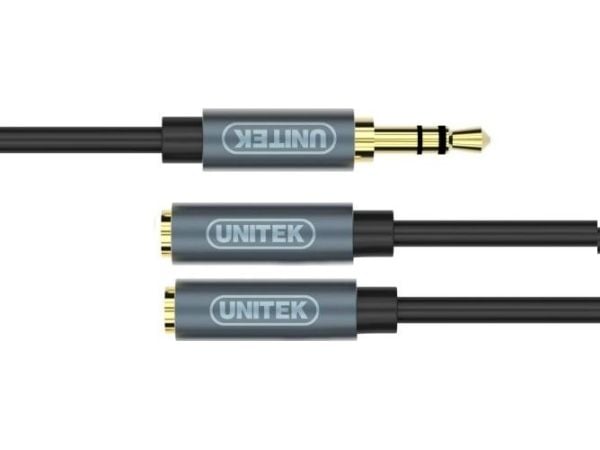Unitek - Audioadapter - mini-phone stereo 3.5 mm hann til mini-phone stereo 3.5 mm hunn - 20 cm
